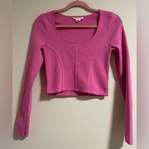 Happily Grey Hot Pink Long Sleeve Crop Top